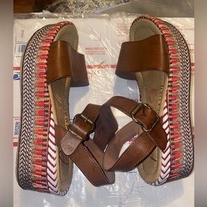Gently Used Blowfish Boho stitched wedges in women’s size 6.5
